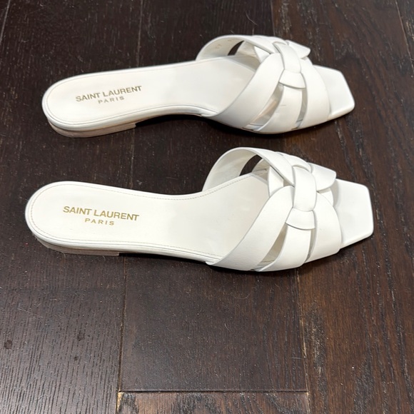 Saint Laurent White Slide Sandals - Picture 4 of 8